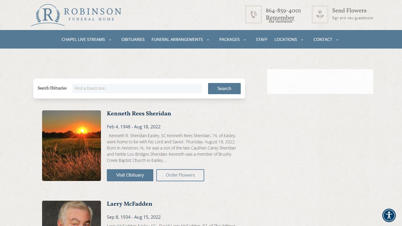 Robinson Obituaries - Easley, SC Funeral Home | Robinson Funeral Home